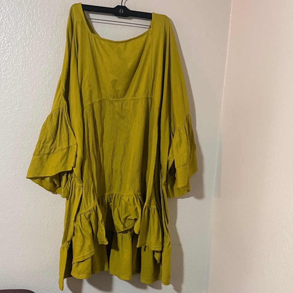Fp beach el mar super oversized boxy fit mustard yellow Midi Dress Sz medium M - Picture 2 of 9